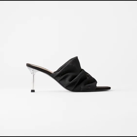 ZARA BLACK HEELED MESH MULES